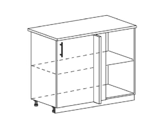 Стол угловой нижний 100 Камелия (Белый, Арктик-Мурено)