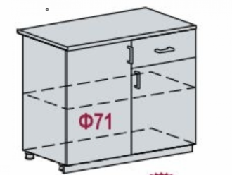 Шкаф напольный, 1 ящик, со столешницей ШН1Я 1000 (Дуб фактурный серый)