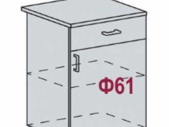 Шкаф напольный, 1 ящик, со столешницей ШН1Я 600м (Дуб фактурный серый)