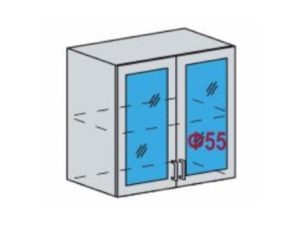 Шкаф витрина навесной ШВС-800 "Ницца" (Дуб фактурный серый)
