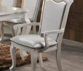 Кресло с подлокотниками  3371 AС Белый (Массив Гевеи / к/з)
