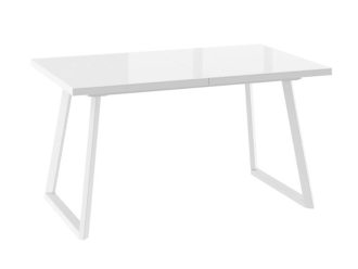 Стол LOFT LUX 160(+45)х90, белый металл/экстрабелое стекло