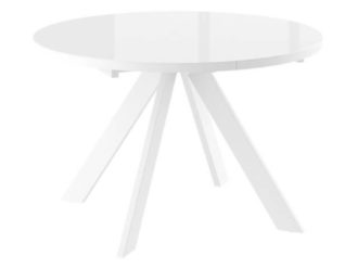 Стол RONDO 120(+40), Белый металл/Экстрабелое стекло