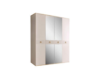 Шкаф 4-х дверный Rimini Solo с зеркалами Слоновая кость/Золото РМШ1/4(s)