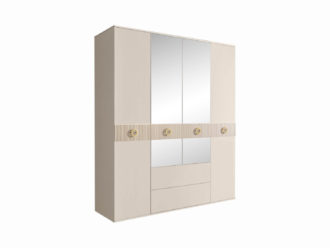 Шкаф 4-дверный с зеркалами и выдвижными ящиками Bogemia Fillini БМШ1/41(Fi) (Слоновая кость)