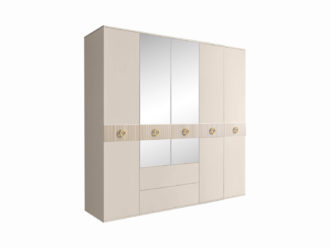 Шкаф 5-дверный с зеркалами и выдвижными ящиками Bogemia Fillini БМШ1/51(Fi) (Слоновая кость)