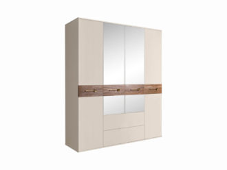 Шкаф 4-дверный с выдвижными ящиками и зеркалами Bogemia Wood БМШ1/41(Wo) (Слоновая кость)